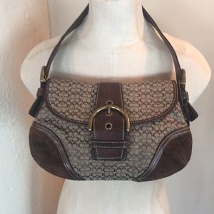 Coach soho signature flap shoulder bag brown